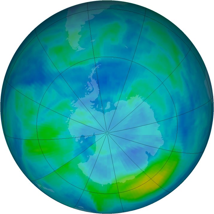 Antarctic ozone map for 22 March 2000